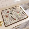 Alfombrilla de drenaje para cocina vintage, alfombrilla para secar vajilla y control de agua, alfombrilla antideslizante para encimera, aislante térmico de tierra de diatomeas, posavasos absorbente