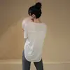 Ropa de yoga de verano para mujer, top deportivo ligero de secado rápido, camiseta de manga corta de corte holgado, ropa de fitness elegante de alta gama