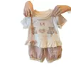 Dulce Conjunto para Niñas de Jardín de Infancia Verano 2026 Moderno Top de Manga Corta y Pantalones Antimosquitos Conjunto de Dos Piezas para Niños Pequeños