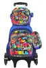 Mochila con Ruedas Transfronteriza, Mochila Escolar para Estudiantes de Primaria de 6 a 12 Años, Bolsa Dura 3D, Set de Tres Piezas, Lonchera, Estuche para Lápices