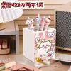 Porta-Canetas Quadrado Fofo de Comida Cartoon Ji Yi Rilakkuma Caixa de Armazenamento de Mesa Dormitório de Estudante Balde de Armazenamento para Pincéis de Maquiagem