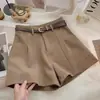 Verano 2026 nueva moda versátil de cintura alta adelgazantes shorts de traje shorts casuales de pierna ancha para mujer, estilo popular