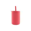Taza de Agua de Color Sólido Simple Moderna Nueva Taza con Popote Recto de Silicona Taza de Silicona