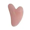 Rodillo Masajeador Facial Belleza Cristal Rosa Real Jade Empuje Cara Rodillo Doble Cabezal Forma de Corazón Raspador Palo Masajeador Facial