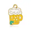 Série Festival Irlandês DIY Desenho Animado Esmalte Joias Acessórios Pingente Único Trevo Verde Pulseira Charme