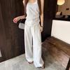 Pantalones Casuales Adelgazantes Versátiles Estilo Coreano Pantalones Largos para Mujer Principios de Otoño Textura de Algodón y Lino Pantalones Blancos de Pierna Ancha Pantalones Rectos para Mujer