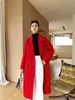 Abrigo de Lana Cruzado para Mujer 2026 Otoño e Invierno Estilo Coreano Suelto Largo Elegante Abrigo de Lana para Mujer