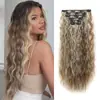 Atacado Europeu e Americano de Perucas Transfronteiriças Conjunto Longo de 6 Peças Ondas de Água Cachos Pequenos Extensões de Cabelo Clip-In Peças de Peruca 20 polegadas