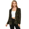 Chaqueta de Lentejuelas para Mujer Blazer de Lentejuelas Brillantes Manga Larga Frente Abierto Cárdigan con Brillo Abrigo Casual para Fiesta