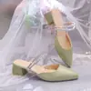Zapatos de Mujer Estilo Verano 2026 con Faldas, Tacón Medio, Suaves y Versátiles, Uso Bidireccional, Sandalias de Tacón Grueso, Sandalias de Punta Cerrada para Mujer