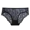 Calcinha de Renda Preta Sexy de Cintura Baixa para Mulheres, Calcinha de Algodão com Forro Sem Costura, Tanga de Renda para Mulheres