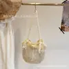 Bolsa de Crochet de Malla Estilo Coreano para Mujer, Bolsa de Playa Primavera y Verano, Bolso de Paja Tejido a Mano, Bolso Tote Hueco de un Solo Hombro