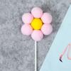 Pelota de Pelo Pompón Linda de Niña Flor Flor Girasol Pastel de Cumpleaños Postre Decoración para Hornear Tarjeta Enchufe