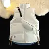 Con Bolso al Hombro Chaleco Reversible Engrosado a Prueba de Frío Otoño Invierno Versátil Holgado Casual Moderno Cálido