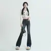 Jeans acampanados micro para mujer, tiro alto, nuevos para Primavera y Otoño, azul retro, ajustados, adelgazantes, rectos, sueltos, estilo mopa, moda