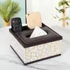 Caja de Pañuelos, Portarrollos de Papel, Caja de Almacenamiento Multifuncional de Cuero de Lujo para Mesa de Café, Control Remoto para Sala de Estar, Hotel