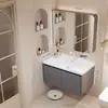 Gabinete de baño de aluminio de panal engrosado con lavabo de cerámica integrado y unidad de tocador