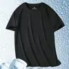 Camiseta masculina de manga curta, de malha de seda gelada de secagem rápida, nova camiseta esportiva respirável de corrida para homens, de manga curta, roupas masculinas T