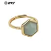 WT-R468 anillo hexagonal de diseño antiguo de moda con diamantes y piedra semipreciosa natural para hombre y mujer, accesorios de uso diario versátiles