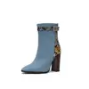 Hebilla de cinturón de nuevo color a juego Botines Botas de caballero europeas Botas de tacón alto grueso Tallas grandes 40-50 Botas de comercio exterior de Amazon