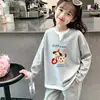 Nova Tendência Meninas Estiloso Manga Longa Roupa Íntima Infantil Falsa Peça Dupla Malha Waffle Top Camiseta Casual Versátil Tendência