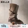 Versátil nueva colección otoñal de moda 2026: botas de tacón grueso y plataforma con doble hebilla, botas de montar estilo Western, botas de mujer de moda