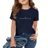 Top de Manga Corta Suelto con Cuello Redondo, Estilo Coreano, de Marca de Moda para Niños Mayores, Camiseta de Algodón Puro a la Moda de Manga Corta para Niñas, a Juego con Padres e Hijos
