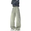 Calças Calças Casuais Americano Retrô Primavera Outono Jeans Streetwear Tamanho Grande Reto Solto Perna Larga Jeans Masculino Malandro Bonito