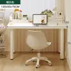 Escritorio doble para habitación de niña, escritorio de computadora y tocador integrados, escritorio largo para oficina de uso doméstico, banco de trabajo minimalista color crema