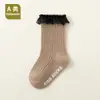 Calcetines de Algodón de Grado A con Encaje Antideslizante de Doble Puntada para Bebés Recién Nacidos y Niños Pequeños, Primavera y Otoño, para Edades de 0-1-3 Años, Venta al por Mayor