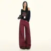 Jeans Laranja Infantil # Lã Vintage Forrada, Perna Larga para Mulheres, Caimento Solto, Emagrecedor, Cobre o Quadril, Casual Versátil, Comprimento Total