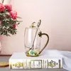 Tazas de Esmalte al por Mayor del Fabricante, Nuevo Estilo para Mujeres, Tazas de Té con Flores de Alto Valor para el Hogar, Vasos de Agua Exquisitos de Oficina de Gama Alta