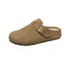 Em estoque 2026 novo slip-on primavera feminino feio fofo Birkenstock sapatos retrô pessoa preguiçosa sola grossa bico fechado meio chinelos versátil