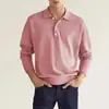 Novo Fornecimento Transfronteiriço Masculino Cor Sólida Caimento Solto Tamanho Grande Manga Longa Polo Piqué Gola Reversível Casual de Negócios Pulôver