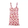 Vestido regata de babados da marca Z, moda emagrecedora transfronteiriça do AliExpress, estilo europeu e americano, roupas femininas estampadas simples populares ZA