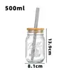 Copo de Vidro com Canudo Mason Copo para Bebida Copo de Suco Diamante Café Cold Brew Chá de Leite Garrafa para Bebida de Suco Copo de Vidro Atacado