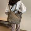Bolsa de mano grande para ir al trabajo en otoño e invierno, bolsa de hombro para estudiantes, bolsa de mensajero de algodón estilo coreano, bolsa de tela suave y pegajosa portátil