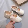 Sapatos de Princesa Bordados com Flores Pequenas para Meninas 2026 Primavera e Outono Novos Mocassins Estilo Coreano para Estudantes Sapatos de Couro para Crianças