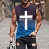 Europa y Estados Unidos verano transfronterizo nuevo comercio exterior para hombre Amazon chaleco explosivo impresión degradada 3D cuello redondo chaleco para hombre