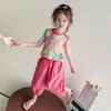 Conjunto de Verão para Meninas 2026 Novo Moda Fina Vestido de Verão para Crianças, Conjunto Casual Elegante Sem Mangas de Duas Peças para Bebês Meninas