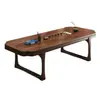 Conjunto de mesa de chá e cadeiras em nogueira com estética estilo song, uma combinação luxuosa para uso em sala de estar e escritório, apresentando uma grande mesa de chá e cinco cadeiras