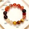 Nova pulseira de cristal com múltiplas pedras naturais, pulseira de ouro negro Super Sete de luxo leve, joia de olho de tigre em ouro moderna e de alta qualidade para mulheres