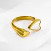 Anillo de Joyería Minimalista para Mujer de Acero de Titanio Oro de 18K Diseño de Nicho Transfronterizo Corazón Grande y Pequeño Personalizado Concha Marina Blanca Acrílico
