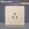 Foshan Interruptor Enchufe Tipo 86 Marco Dorado Panel Grande Pared Cinco Agujeros Enchufe Múltiple Set de Dos/Tres Clavijas