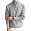 Suéter de punto de alta gama para hombre, nueva colección otoño 2026, con media cremallera, corte holgado estilo coreano, suéter con cuello alto para hombre