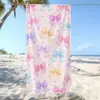 Toalla de Playa Rosa Más Vendida Transfronteriza con Lindo Moño, Toalla de Baño Rectangular para Niños, Toalla Deportiva de Secado Rápido, Chal