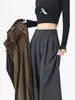 Pantalones de traje grises para mujer, nuevo estilo de otoño, talla petite, tacto de alta gama, fluidos, casuales, holgados, de pierna recta, de pierna ancha