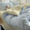 Juego de ropa de cama de grado A para bebé y maternidad, color liso simple, sábana de algodón lavado, funda de edredón y funda de almohada, ultrasuave, adecuado para dormitorios, juego de tres piezas