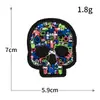 Pegatina de Tela Bordada de Calavera Colorida del Día de Muertos Pegatina Bordada Personalizada de Moda para Computadora Parche Decorativo para Ropa y Bolsas