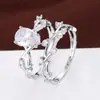 Anillo de pareja con diseño de hoja pastoral conjunto estilo celebridad de Internet anillo de alta calidad estilo frío moda anillo versátil